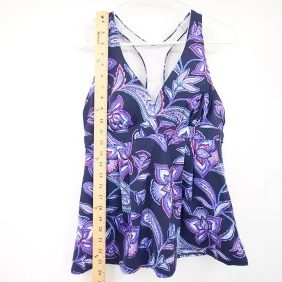 NWOT Lands End Purple Paisley Racerback Tankini Swim Top Super Soft Size 10 - Picture 4 of 8